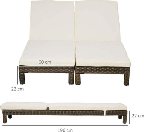 Set-2-Lettini-Prendisole-in-Rattan-PE-con-Cuscino-e-Schienale-5-Reclinazioni,-196x60x22cm-862-019V00BN