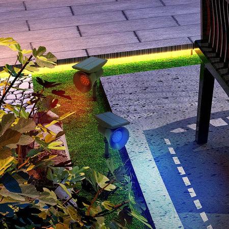 Set-2-Luci-da-Giardino-Solari-RGB-con-2-Modalità-di-Illuminazione,-in-PP-e-PC,-10.6x15x38-cm,-Nero-XF1844-835V00BKXF1