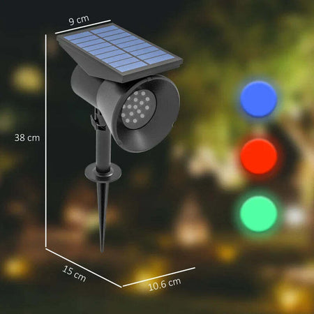 Set-2-Luci-da-Giardino-Solari-RGB-con-2-Modalità-di-Illuminazione,-in-PP-e-PC,-10.6x15x38-cm,-Nero-XF1844-835V00BKXF1