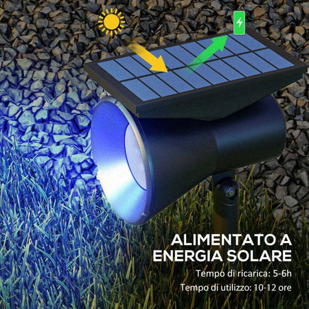 Set-2-Luci-da-Giardino-Solari-RGB-con-2-Modalità-di-Illuminazione,-in-PP-e-PC,-10.6x15x38-cm,-Nero-XF1844-835V00BKXF1