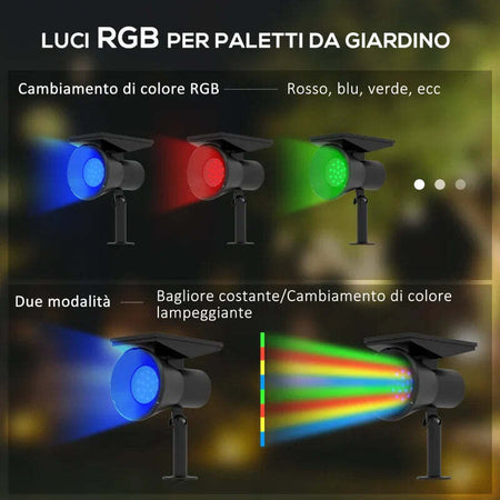 Set-2-Luci-da-Giardino-Solari-RGB-con-2-Modalità-di-Illuminazione,-in-PP-e-PC,-10.6x15x38-cm,-Nero-XF1844-835V00BKXF1