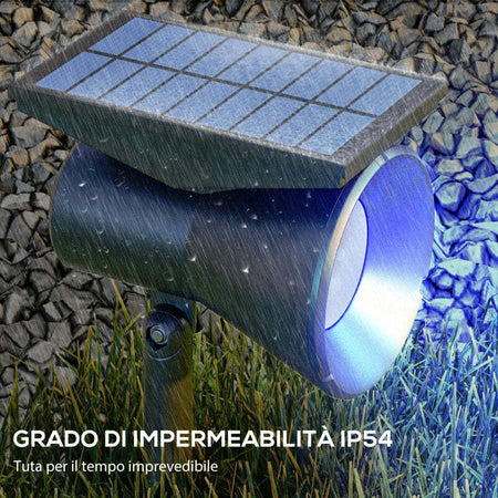 Set-2-Luci-da-Giardino-Solari-RGB-con-2-Modalità-di-Illuminazione,-in-PP-e-PC,-10.6x15x38-cm,-Nero-XF1844-835V00BKXF1