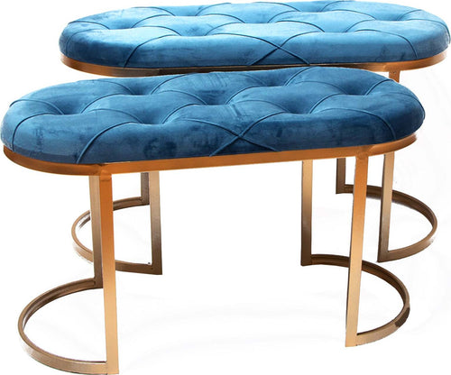 Set 2 panchette in velluto per arredamento moderno pouf con piedi in matallo dorati h 45 cm Casa e cucina/Arredamento/Soggiorno/Poltrone e sedie/Poltrone Decor Space - Altamura, Commerciovirtuoso.it