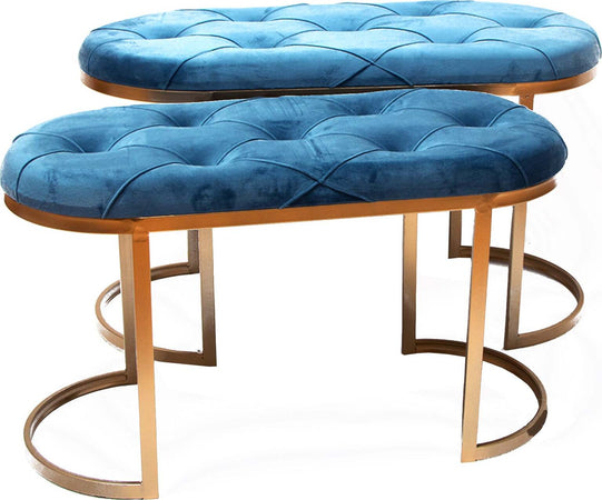 Set 2 panchette in velluto per arredamento moderno pouf con piedi in matallo dorati h 45 cm Casa e cucina/Arredamento/Soggiorno/Poltrone e sedie/Poltrone Decor Space - Altamura, Commerciovirtuoso.it