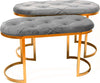 Set 2 panchette in velluto per arredamento moderno pouf con piedi in matallo dorati h 45 cm Casa e cucina/Arredamento/Soggiorno/Poltrone e sedie/Poltrone Decor Space - Altamura, Commerciovirtuoso.it