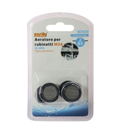 Set 2 Pezzi Aeratore Per Rubinetti M24 In Abs Filtro Maschio Guarnizioni 52227