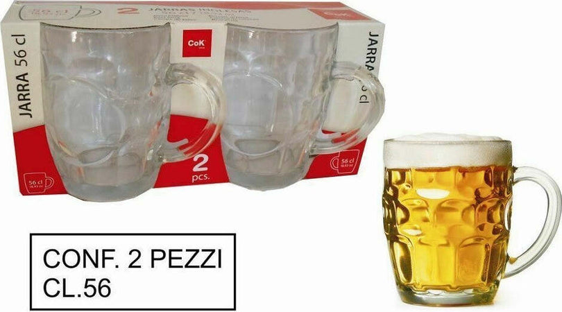 Set 2 Pezzi Brocca Bicchieri Boccali Birra In Vetro Classico 56 Cl Con Manico Casa, arredamento e bricolage > Cucina > Bottiglie e Brocche Trade Shop italia - Napoli, Commerciovirtuoso.it