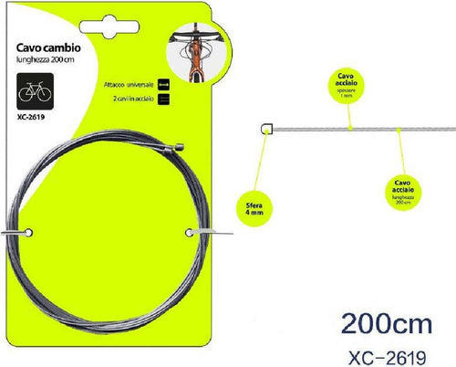 Set 2 Pezzi Cavo Cavi Universali In Acciaio Per Cambio Bicicletta 200 Cm Xc-2619 Sport e tempo libero/Attività ricreative all'aperto/Ciclismo/Componenti e parti/Cambio Trade Shop italia - Napoli, Commerciovirtuoso.it