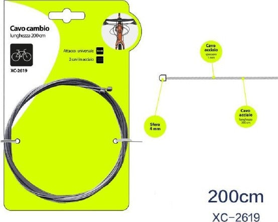 Set 2 Pezzi Cavo Cavi Universali In Acciaio Per Cambio Bicicletta 200 Cm Xc-2619 Sport e tempo libero/Attività ricreative all'aperto/Ciclismo/Componenti e parti/Cambio Trade Shop italia - Napoli, Commerciovirtuoso.it