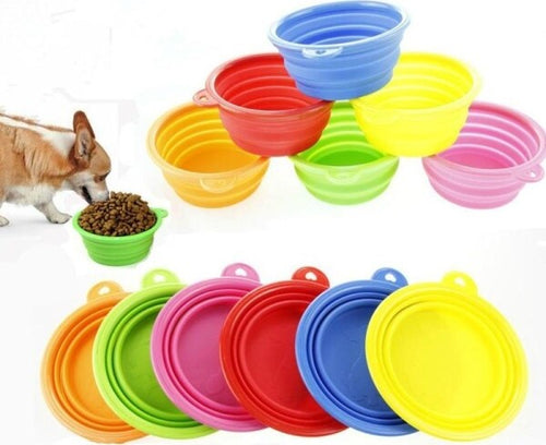 Set-2-Pezzi-Ciotole-Pieghevole-In-Silicone-Da-Viaggio-Scodella-Per-Cani-Gatti-Animali