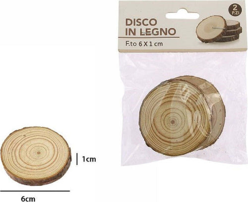 Set 2 Pezzi Dischi Disco Di Legno Decorativo Per Ornamento 6x1 Cm Rotondo 72107 Casa, arredamento e bricolage > Decorazione della casa Trade Shop italia - Napoli, Commerciovirtuoso.it