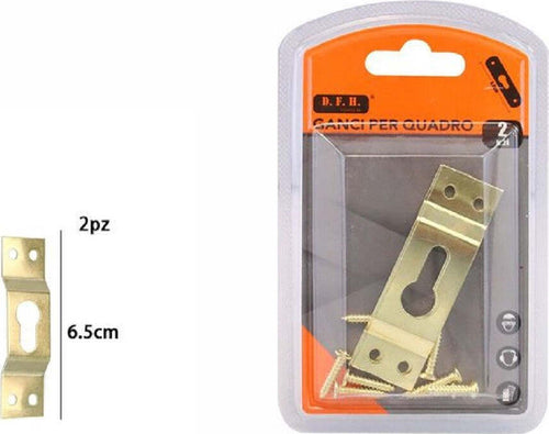 Set 2 Pezzi Ganci Dorati Per Quadri Quadro Cornici Appendere Parete 6.5 Cm 07522 Casa, arredamento e bricolage > Accessori Casa > Cornici e Portafoto Trade Shop italia - Napoli, Commerciovirtuoso.it