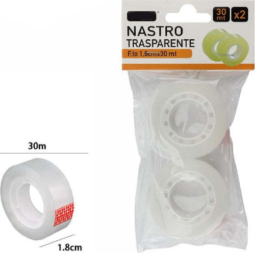 Set 2 Pezzi Rotolo Nastro Adesivo Trasparente Piccolo 1,8 Cm X 30 Metri 69807 Casa, arredamento e bricolage > Bricolage e fai da te > Nastri Trade Shop italia - Napoli, Commerciovirtuoso.it