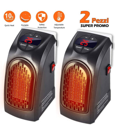 Set 2 Pezzi Stufa Elettrica 400w Riscaldamento Portatile Spina Presa Elettrica