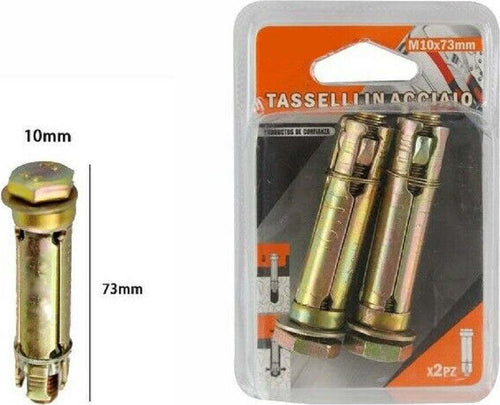 Set 2 Pezzi Tasselli Tassello Bulloni In Acciaio M10 X 73mm Accessori Minuteria Casa, arredamento e bricolage > Bricolage e fai da te > Minuteria Trade Shop italia - Napoli, Commerciovirtuoso.it