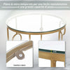 Set-2-Pezzi-Tavolini-da-Caffè-Design-Elegante-con-Motivi-a-Cerchio,-Metallo-e-Vetro-Temperato-Φ41x57cm-&-Φ36x51cm,-Oro-SD9833-674SD9