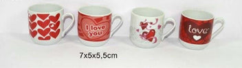 Set 2 Pezzi Tazzine Tazzina Caffe' Con Cuori Idea Regalo San Valentino 7x5x5.5cm Casa e cucina/Stoviglie/Piatti ciotole e vassoi/Tazze e piattini/Tazzine da caffè Trade Shop italia - Napoli, Commerciovirtuoso.it