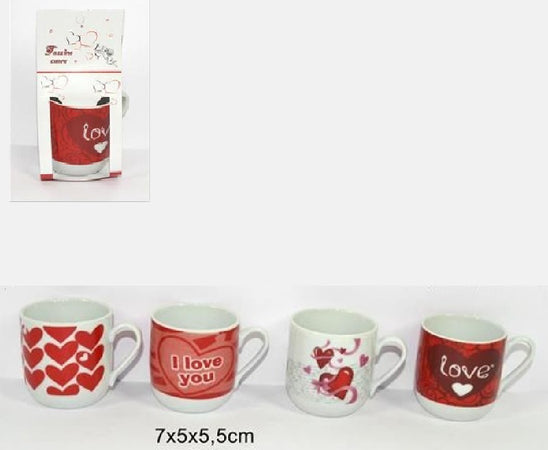 Set 2 Pezzi Tazzine Tazzina Caffe' Con Cuori Idea Regalo San Valentino 7x5x5.5cm Casa e cucina/Stoviglie/Piatti ciotole e vassoi/Tazze e piattini/Tazzine da caffè Trade Shop italia - Napoli, Commerciovirtuoso.it