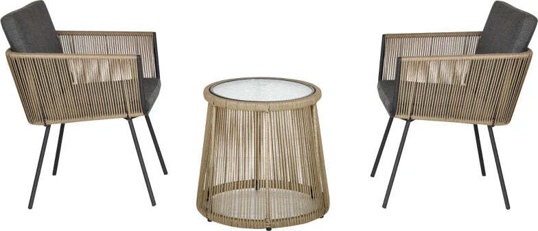 Set-2-Poltroncine-con-Tavolino-da-Esterno-in-Rattan-PE-Stile-Boho,-Cachi-e-Grigio-863-066
