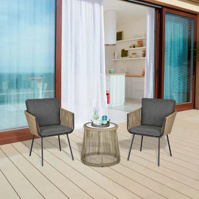 Set-2-Poltroncine-con-Tavolino-da-Esterno-in-Rattan-PE-Stile-Boho,-Cachi-e-Grigio-863-066