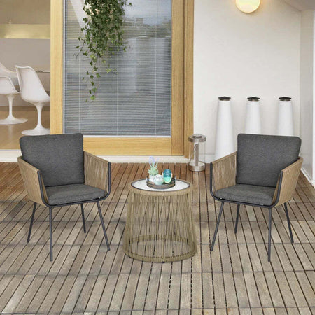 Set-2-Poltroncine-con-Tavolino-da-Esterno-in-Rattan-PE-Stile-Boho,-Cachi-e-Grigio-863-066