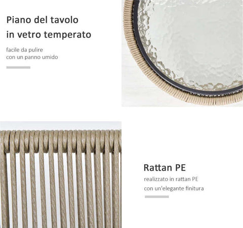 Set-2-Poltroncine-con-Tavolino-da-Esterno-in-Rattan-PE-Stile-Boho,-Cachi-e-Grigio-863-066