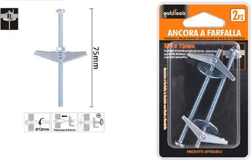 Set 2 Pz Ancora A Farfalla In Acciaio Con Dado E Rondella Tassello M4x75mm 57225 Fai da te/Ferramenta/Chiodi viti ed elementi di fissaggio/Bulloni/Bulloni di espansione Trade Shop italia - Napoli, Commerciovirtuoso.it