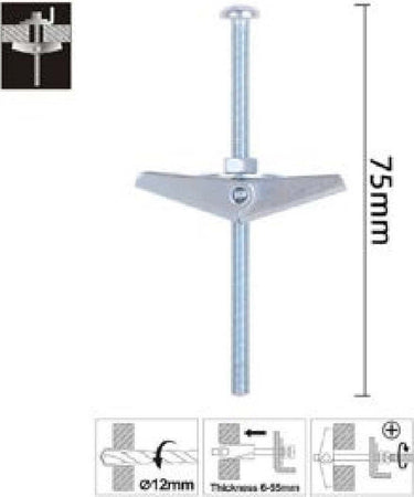 Set 2 Pz Ancora A Farfalla In Acciaio Con Dado E Rondella Tassello M4x75mm 57225 Fai da te/Ferramenta/Chiodi viti ed elementi di fissaggio/Bulloni/Bulloni di espansione Trade Shop italia - Napoli, Commerciovirtuoso.it