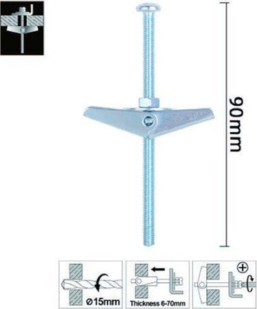 Set 2 Pz Ancora A Farfalla In Acciaio Con Dado E Rondella Tassello M5x90mm 57227 Fai da te/Ferramenta/Chiodi viti ed elementi di fissaggio/Bulloni/Bulloni di espansione Trade Shop italia - Napoli, Commerciovirtuoso.it