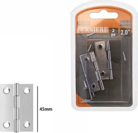 Set 2 Pz Cerniere Per Porte Mobili Armadi Sportelli Ante 45 Mm Silver Viti 69032 Fai da te/Ferramenta/Minuteria per mobili/Cardini Trade Shop italia - Napoli, Commerciovirtuoso.it