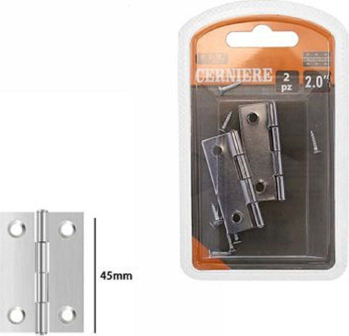 Set 2 Pz Cerniere Per Porte Mobili Armadi Sportelli Ante 45 Mm Silver Viti 69032 Fai da te/Ferramenta/Minuteria per mobili/Cardini Trade Shop italia - Napoli, Commerciovirtuoso.it