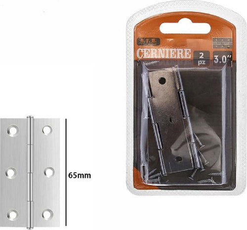 Set 2 Pz Cerniere Per Porte Mobili Armadi Sportelli Ante 65 Mm Silver Viti 69034 Fai da te/Ferramenta/Minuteria per mobili/Cardini Trade Shop italia - Napoli, Commerciovirtuoso.it