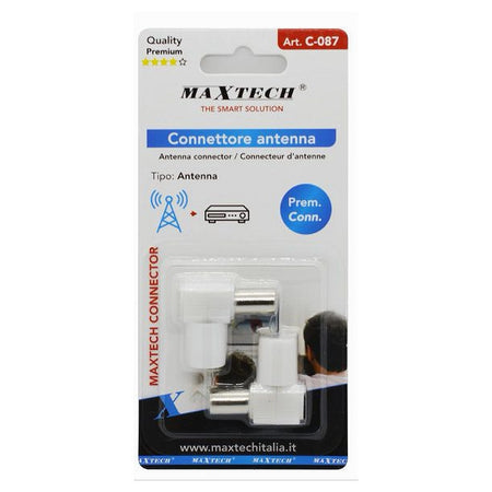 Set 2 Pz Connettore Antenna Adattatore Maschio Per Cavo Tv Ad Angolo Retto C-087