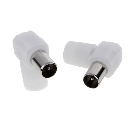 Set 2 Pz Connettore Antenna Adattatore Maschio Per Cavo Tv Ad Angolo Retto C-087