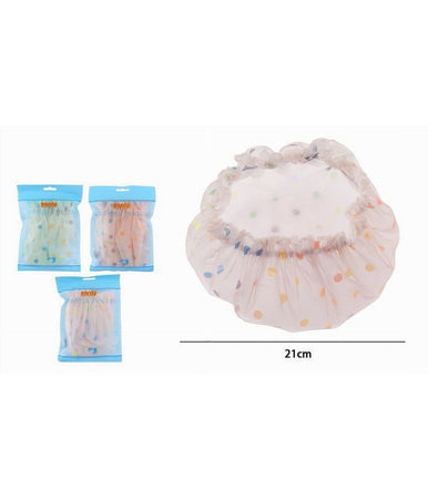 Set 2 Pz Cuffia Per Doccia Bagno Colorata A Pois Elastico Protegge Capelli 87181