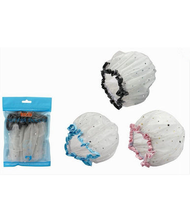 Set 2 Pz Cuffia Per Doccia Bagno Elastico Bordino Stelle Protegge Capelli 59708