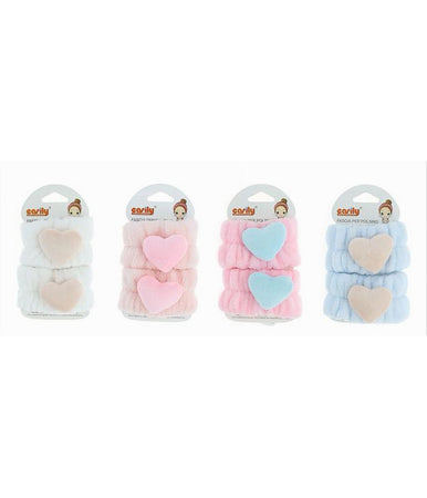 Set 2 Pz Fascia Per Polso Polsino Design Con Cuore Colorato In 4 Colori 10750