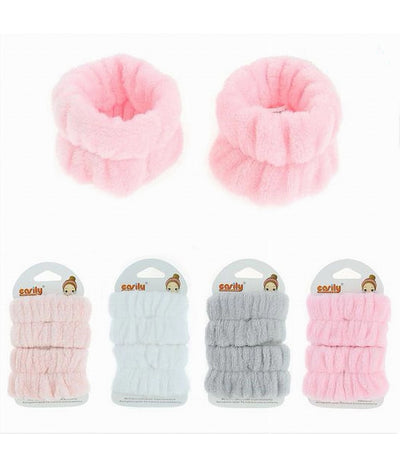 Set 2 Pz Fascia Per Polso Polsino Pulizia Viso Design Tinta Unita 4 Colori 10753