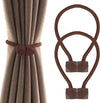 Set-2-Pz.-Fermatende-Magnetici-Per-Tenda-Moderno-Fibbia-Intrecciata-Color-Caffè