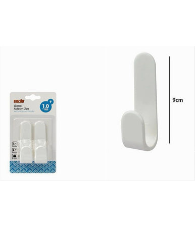 Set 2 Pz Ganci Adesivi Appendini Parete Casa Cucina Bagno Attaccapanni 9cm 79341