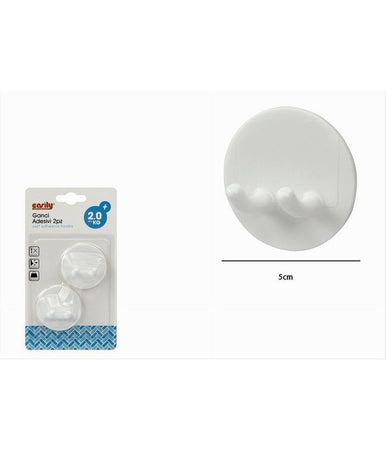 Set 2 Pz Ganci Adesivi Doppio Casa Bagno Attaccapanni Da Parete Circolare 79337