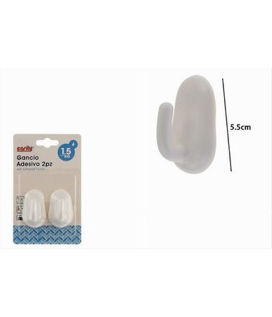 Set 2 Pz Ganci Adesivi Ovali Bianchi A Parete Appendino Casa Bagno Cucina 87018