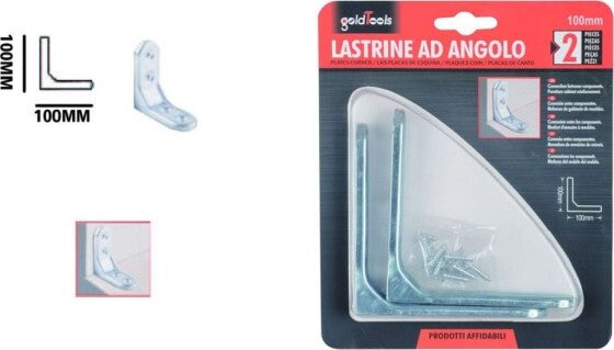 Set-2-Pz-Lastrina-Ad-Angolo-100mm-Sostegno-Staffa-Angolare-Con-Viti-Mobili-91214