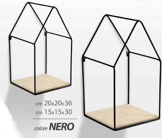 Set 2 Pz Mensole Parete Casa Mensola Legno Bacheca Metallo Nero H36/30 Cm 751714 Casa e cucina/Organizzazione interni/Porta oggetti cassetti e scaffali/Mensole da muro Trade Shop italia - Napoli, Commerciovirtuoso.it