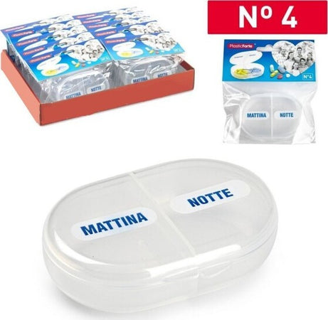 Set-2-Pz-Porta-Pillole-Portapastiglie-2-Scomparti-Dosi-Giornalieri-Ovale-12174it