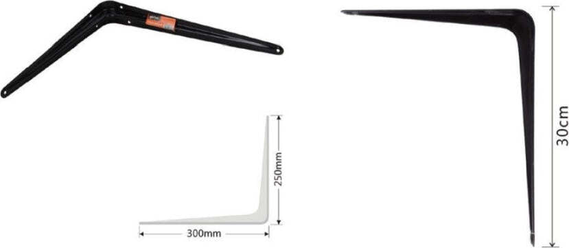 Set-2-Pz-Reggimensola-Supporto-Staffa-Triangolo-Mensola-Metallo-30-Cm-Nero-91273