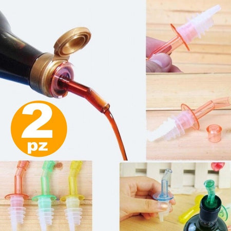 Set-2-Pz.-Tappo-Dosatore-Beccucci-Bottiglia-Ideale-Per-Olio-Aceto-Condimenti