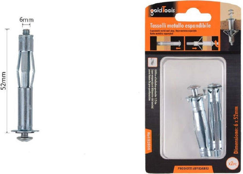 Set 2 Pz Tasselli Metallici Espandibile Viti A Espansione Stile I 6x52 Mm 92855 Fai da te/Ferramenta/Chiodi viti ed elementi di fissaggio/Tasselli/Tasselli a espansione Trade Shop italia - Napoli, Commerciovirtuoso.it
