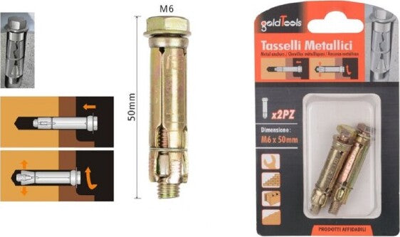 Set-2-Pz-Tasselli-Metallici-Tassello-Bulloni-M6-X-50mm-Accessori-Minuteria-91040
