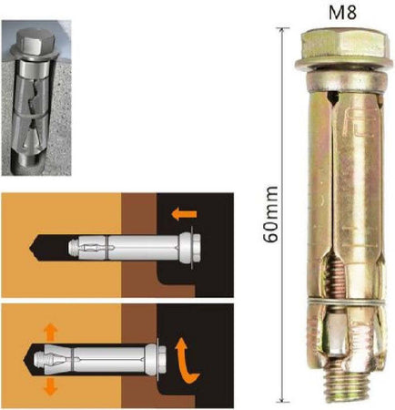 Set 2 Pz Tasselli Metallici Tassello Bulloni M8 X 60mm Accessori Minuteria 91041 Fai da te/Ferramenta/Chiodi viti ed elementi di fissaggio/Tasselli/Tasselli a T Trade Shop italia - Napoli, Commerciovirtuoso.it